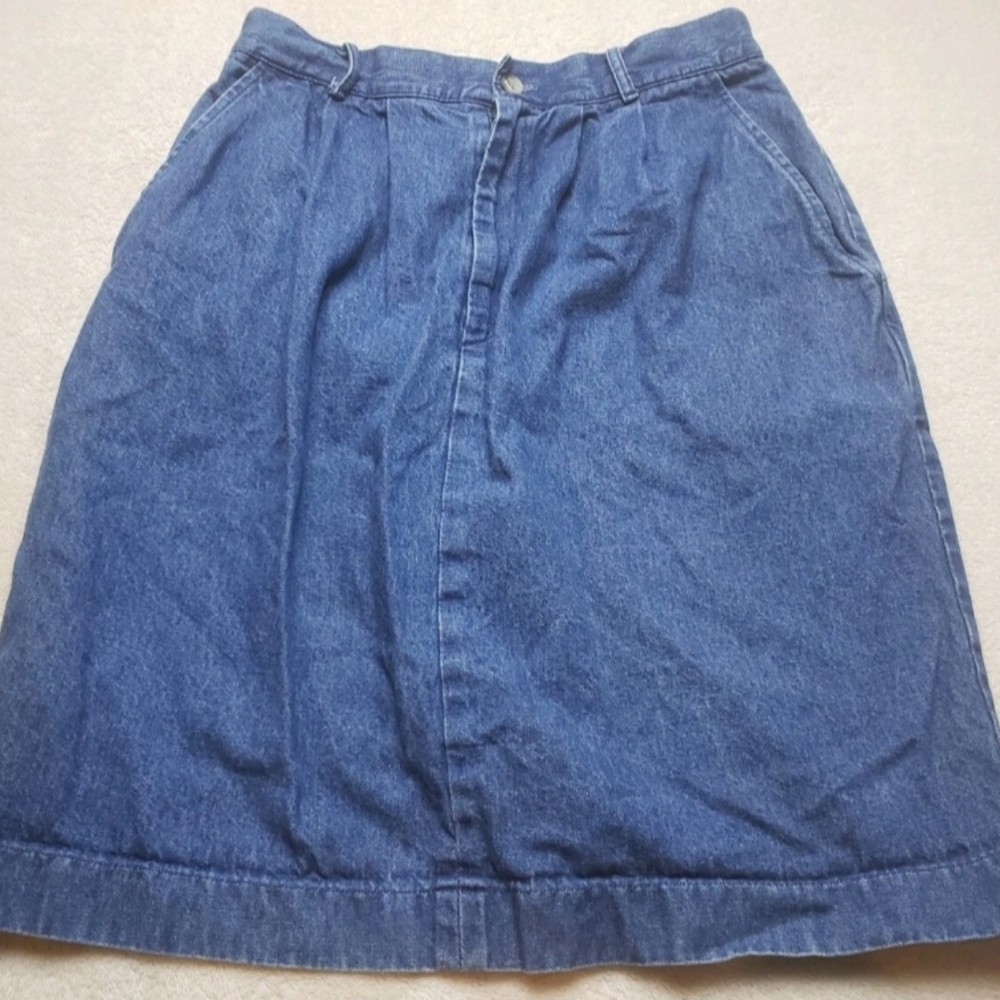 Vintage NC Blues Denim Jean Skirt Womens Size 10 Made In U.S.A Zipper Button